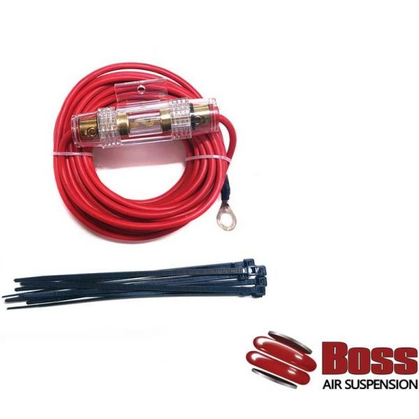 The Boss PX01 12 Volt DC Air Compressor Wiring Kit with hoses, wires, and Compressor PX01 Wiring Kit.