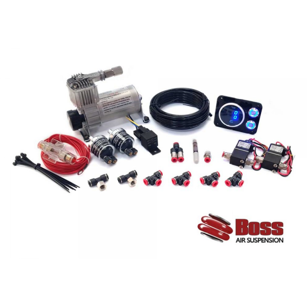 A Boss Digital Airbag Inflation Kit PX01 with hoses and wires for efficient inflation.
