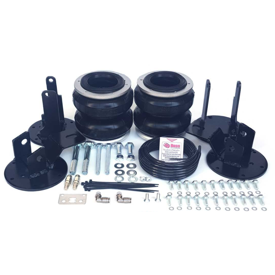 A Nissan Navara NP 300 4WD Airbag Suspension - Boss truck kit with a tire and bolts.