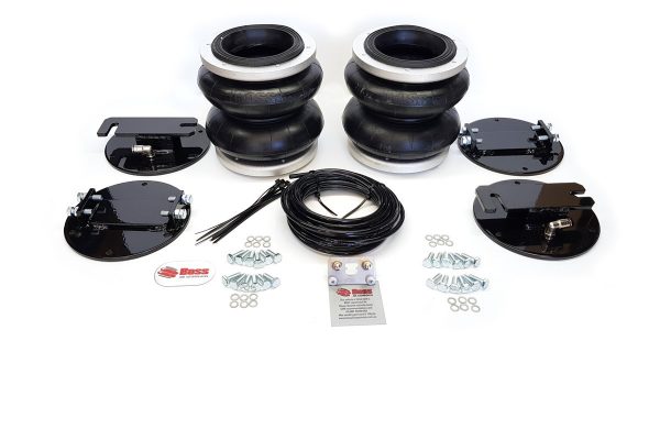 A set of shocks and hoses for a Dodge Ram 2500 or 3500 truck with airbag suspension.