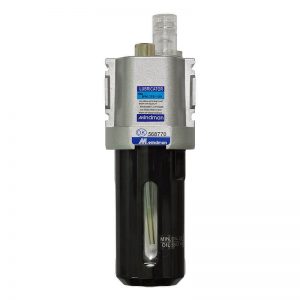 A black and white Mindman MAL300 Pneumatic Lubricator 1/4 BSPT on a white background.
