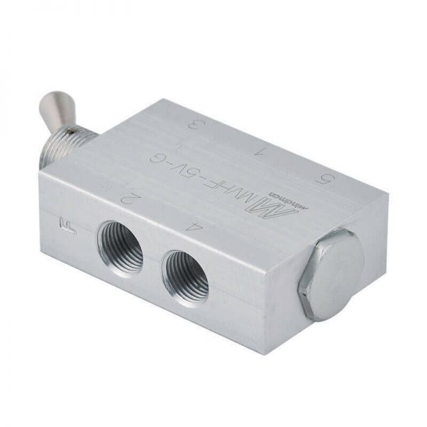 A Mindman MVHF 5/2 Detented Toggle Valve 1/8 BSPP on a white background.