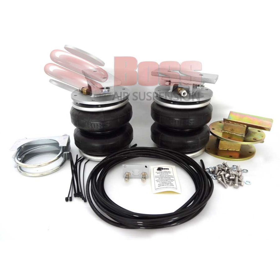 A Mercedes Sprinter Airbag Suspension - Boss kit for a car with hoses and a tire.