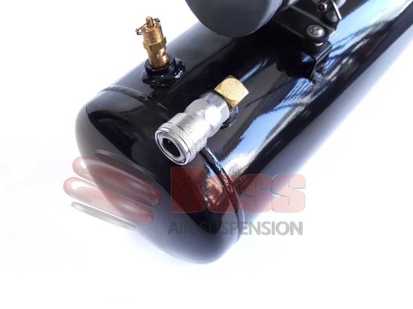 An Boss Onboard Air Combo System featuring a black air compressor on a white background.