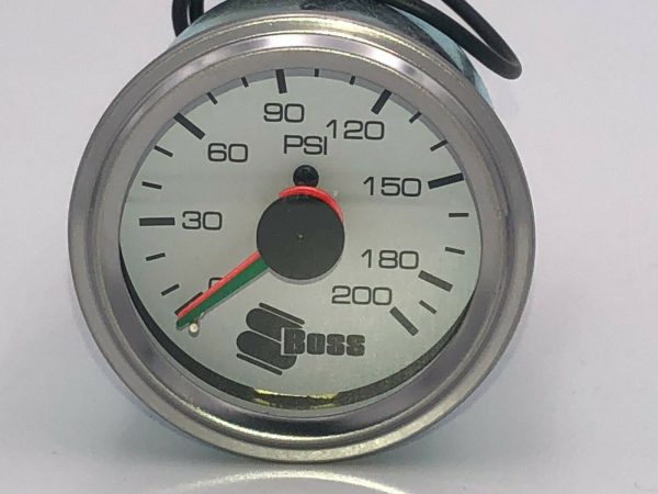 boss 200 psi dual needle pressure gauge front