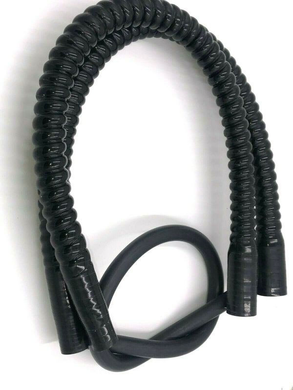 A black coiled hose, part of the PVH Long Length Provent 200 Hose Kit, on a white background.
