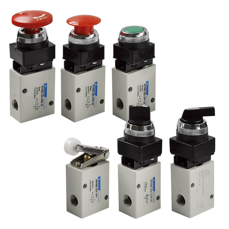 Four different types of solenoid valves.