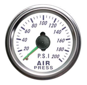 An air pressure gauge on a white background.