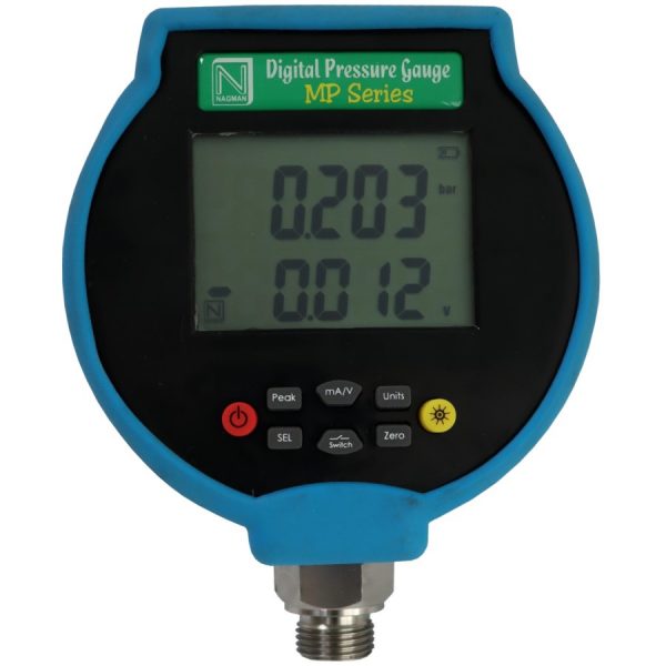 A Nagman MPC-I-H+ digital pressure gauge on a white background.