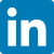 The linked logo in the footer on a blue background.